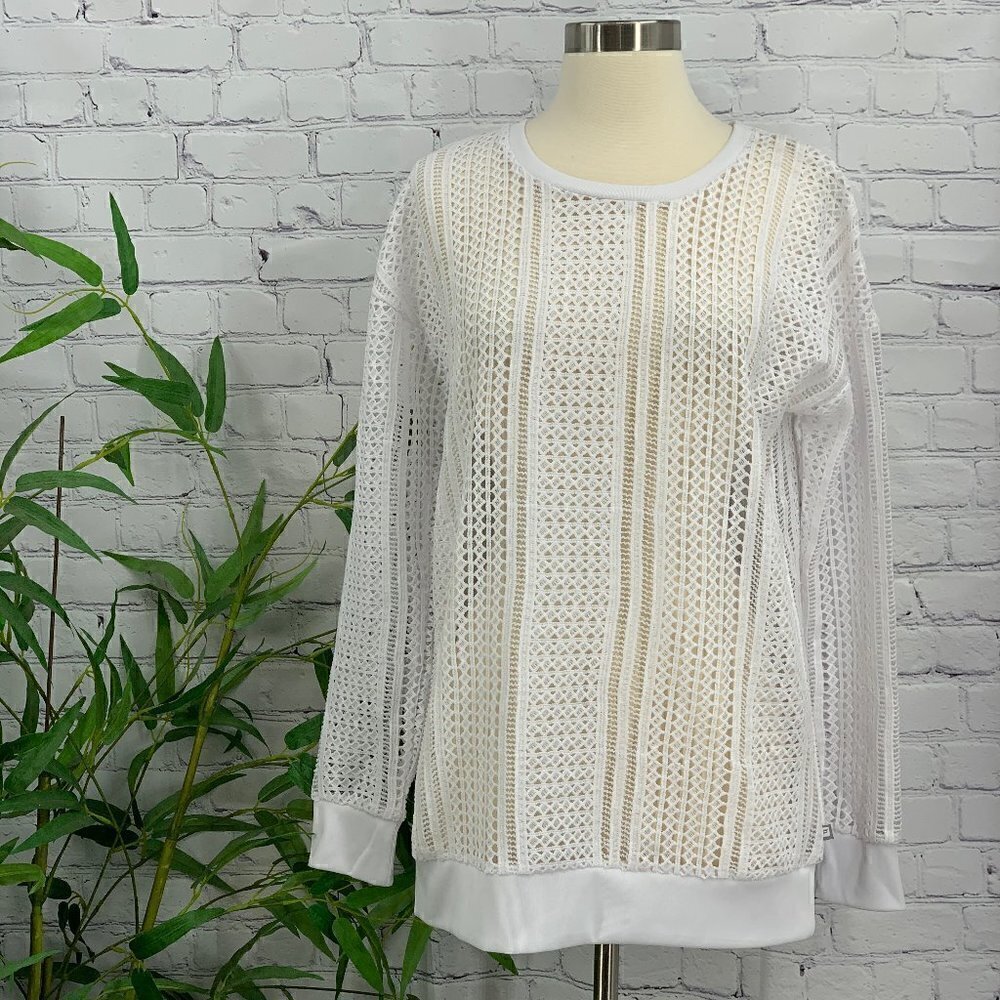 Fabletics White Eyelet Long Sleeve Sophie Tunic - Picture 1 of 7